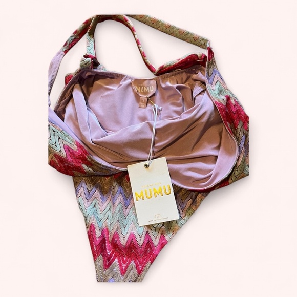 Show Me Your Mumu Colorful Cute Chevron Biarritz Zigzag Knit Bodysuit NWT Size S - Picture 5 of 5